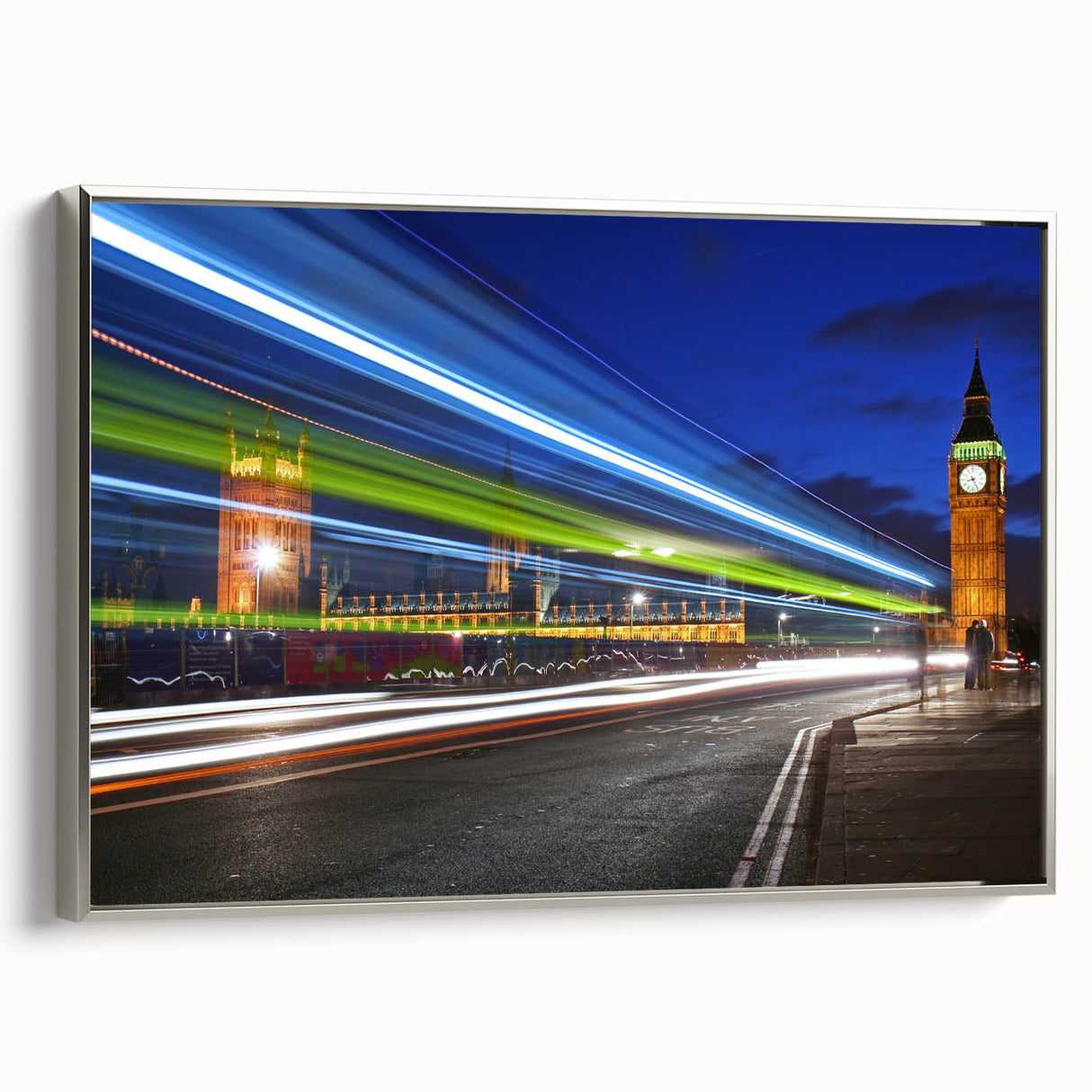 Landscape art painting of London with muted colors on framed canvas, suitable for office or study decor.