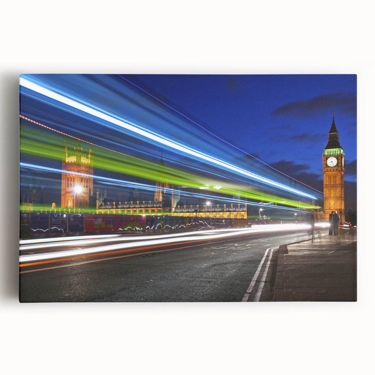 Black and white large art print of the London skyline on stretched canvas.