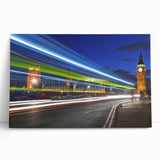 Black and white large art print of London scenery on stretched canvas, suitable for kitchen wall art.