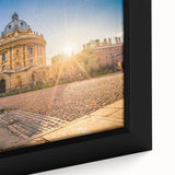 Black wall art featuring a textured close-up of Oxford scenery in vibrant colors on a large framed canvas.