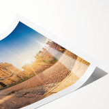 Extra large wall art featuring line art flowers in soft pastel shades on a rolled print.