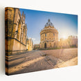 Oxford cityscape on stretched canvas with muted earth tones, ideal for kitchen wall art.