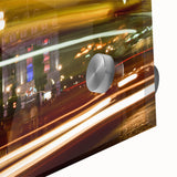 Large abstract depiction of Piccadilly, England in mid-century modernist style on acrylic glass, ideal for dining room art.