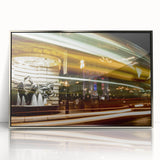 Large art print of Piccadilly, England in muted colors on a silver-framed acrylic, ideal for modern art wall decor.