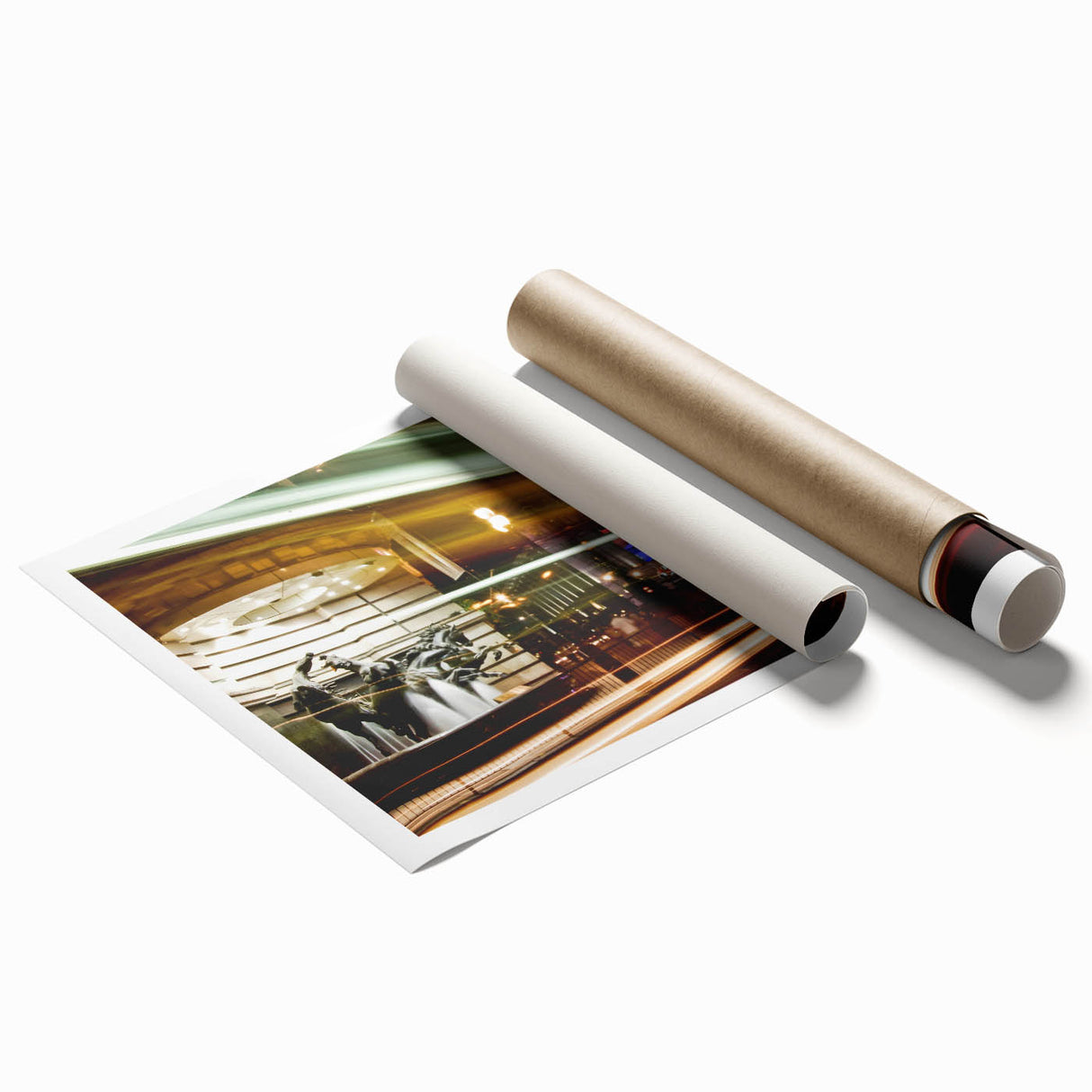 Extra large rolled print of Piccadilly, England with vibrant floral accents.