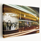 Piccadilly, England street scene in muted earth tones on stretched canvas, ideal for kitchen wall art.