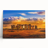 Black and white stretched canvas of Stonehenge in a minimalist style, ideal for kitchen wall art.