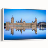 Vintage poster art of the Thames River in vibrant colors on a large framed canvas, ideal for living room decor.