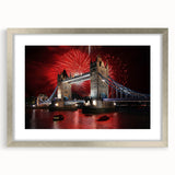 Extra large framed print of abstract Tower Bridge with textured art in muted tones, ideal for living room decor.