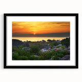 Extra large framed abstract art print depicting a colorful, textured European scenery, ideal for living room decor.