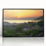 Large abstract wall art depicting a European Estonian landscape in muted earth tones on a black framed acrylic.