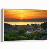 Vintage poster art of a European Estonian landscape on framed canvas, featuring colorful art against a black background.