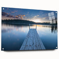 Acrylic print of a serene Finnish landscape in cool blue and green tones, suitable for bedroom or dining room decor.
