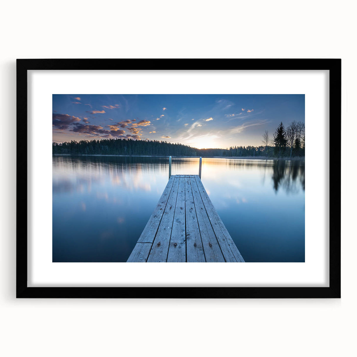 Extra large abstract art print featuring a colorful, textured depiction of a European scenery on a black framed canvas.