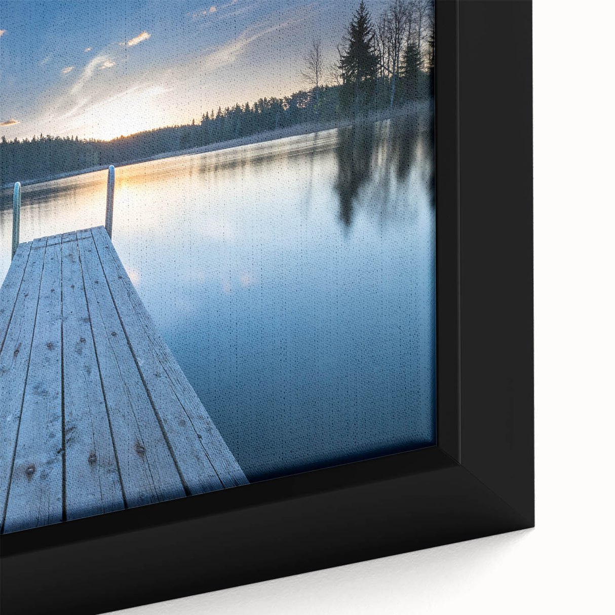 Extra large framed canvas featuring a textured black wall art of a Finnish landscape, with colorful, vibrant details.