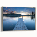 Framed canvas landscape art painting depicting a serene Finnish scenery in muted earth tones, ideal for living room decor.