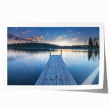 Extra large rolled print of a serene Finnish landscape with soft floral elements, in muted green and blue tones.