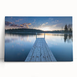 Black and white photograph of a serene Finnish landscape on large stretched canvas, ideal for kitchen wall art.