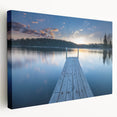 Large canvas print featuring a serene Finnish landscape in muted blue and green tones, suitable for kitchen wall art.