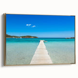 Framed canvas featuring a vintage-style landscape painting of Corsica in muted gold and black tones.