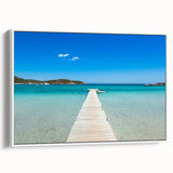 Vintage poster art of a scenic Corsican landscape in vibrant colors on a large framed canvas, ideal for living room decor.