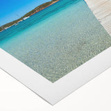 Art deco poster of a Corsican landscape in muted earth tones on rolled canvas, suitable for dining room wall art.