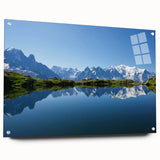 Acrylic print of the French Alps in muted earth tones, suitable for bedroom or dining room decor.