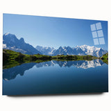 Acrylic print of the French Alps with muted earth tones, ideal for bedroom or dining room decor.