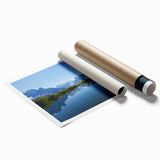 Extra large rolled print of the French Alps with vibrant green meadows and blue sky, ideal for classy bathroom wall art.