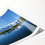 Extra large wall art featuring line art flowers with a scenic French Alps background.