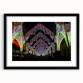 Abstract art print of Lyon scenery in vibrant colors on a textured, extra large canvas, framed in black.