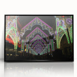 Large abstract wall art depicting the Lyon cityscape in muted gray and blue tones, framed in black acrylic.