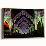 Framed canvas wall art featuring a vintage-style landscape painting of Lyon, France, with muted gold and black tones.