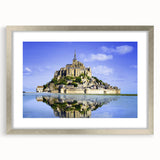 Extra large abstract art print featuring textured scenery of a French landscape in muted earth tones, framed in silver.
