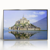 Large acrylic print of a mid-century modernist European scenery in muted tones, suitable for modern art wall decor.