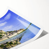 Extra large wall art featuring line art flowers in black on white, rolled print, ideal for large living room decor.