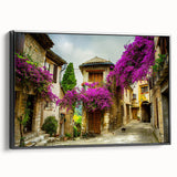 Black and white vintage poster art of Nice, France landscape on framed canvas, suitable for bedroom decor.