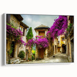 Vintage poster art of Nice, France in colorful pastel shades on extra large framed canvas, ideal for living room decor.