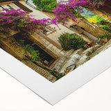 Art deco poster of Nice, France with vibrant blue and peach tones on rolled canvas, ideal for dining room wall art.