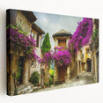 Panoramic view of Nice, France on stretched canvas, featuring muted blue and tan tones, ideal for kitchen wall art.