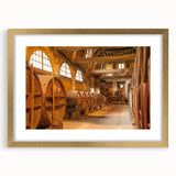 Abstract art print of Normandy landscape in muted earth tones on a framed canvas, suitable for dining room decor.