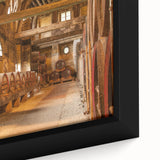 Black framed canvas featuring a textured, colorful depiction of a Normandy landscape, ideal for large living room walls.