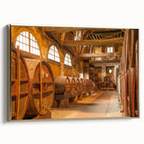 Framed canvas depicting a vintage-style Normandy landscape in muted earth tones, ideal for bedroom wall art.