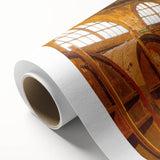 Art deco poster of Normandy landscape in muted greens and blues on rolled canvas, ideal for nursery wall art.