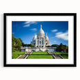 Extra large, textured abstract art print of colorful Paris scenery in a black frame, ideal for living room decor.