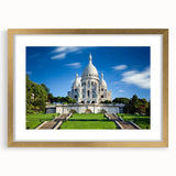 Abstract art print of Paris scenery in muted gold and beige tones on a framed canvas, suitable for dining room decor.