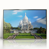 Large art print of Paris scenery in muted colors on framed acrylic, ideal for modern art wall decor.