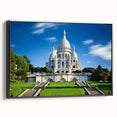 Black and white framed canvas of a Paris landscape, featuring vintage poster art, ideal for bedroom decor.