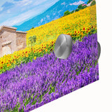 Large abstract wall art featuring the Provence scenery in muted earth tones on acrylic glass, ideal for dining room art.
