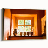 Landscape painting of a South France scenery on framed canvas, featuring muted earth tones, ideal for bedroom wall decor.